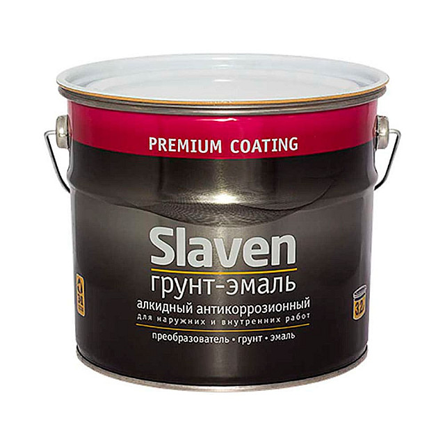 Грунт-эмаль Slaven по ржавчине белый 3.2 кг