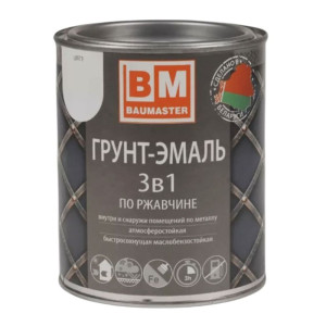 Грунт-эмаль BauMaster 3 в 1 по ржавчине белая 0.8 кг