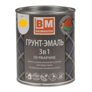 Грунт-эмаль BauMaster 3 в 1 по ржавчине желтая Ral 1003 0.8 кг