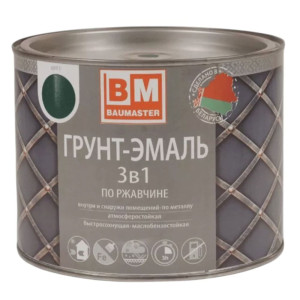 Грунт-эмаль BauMaster 3 в 1 по ржавчине зеленый мох Ral 6005 1.6 кг