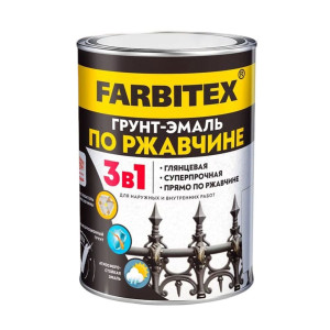 Грунт-эмаль Farbitex по ржавчине 3 в 1 серый 0.8 кг