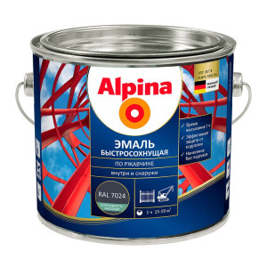 Грунт-эмаль Alpina быстросохнущая по ржавчине RAL 7024 графитовая 2 кг
