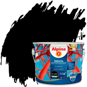 Грунт-эмаль Alpina быстросохнущая по ржавчине RAL 9005 черная 2 кг