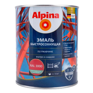 Грунт-эмаль Alpina быстросохнущая по ржавчине RAL 3000 красная 0.9 кг