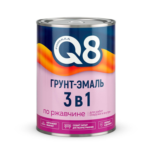 Грунт-эмаль Formula Q8 3 в 1 черная 0.8 кг