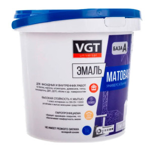 Эмаль VGT ВД-АК-1179 универсальная база А супербелая матовая 1.5 кг
