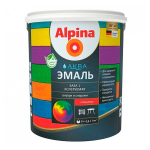 Эмаль Alpina Аква акриловая База 1 белая глянцевая 0.9 л