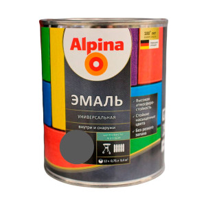 Эмаль универсальная Alpina шелковисто-матовая серая 0.8 кг