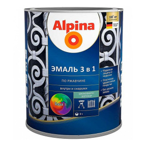 Эмаль Alpina по ржавчине 3 в 1 База 3 прозрачная 0.64 л