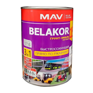 Грунт-эмаль MAV Belakor 15 прямо по ржавчине 3 в 1 быстросохнущая RAL 7001 светло-серая матовая 1 л