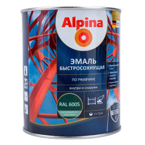 Грунт-эмаль Alpina быстросохнущая по ржавчине RAL 6005 зеленая 2 кг