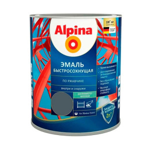 Грунт-эмаль Alpina быстросохнущая по ржавчине RAL 7024 графитовая 0.9 кг