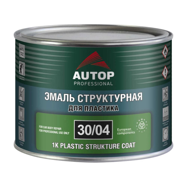 Эмаль Autop 1K 30/04 структурная для пластика мелкая черная 0.5 л