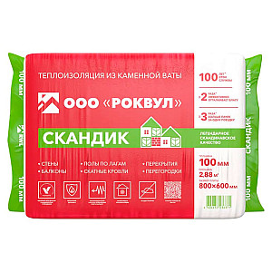 Плита теплоизоляционная Rockwool Лайт Баттс Скандик 100*600*800 мм