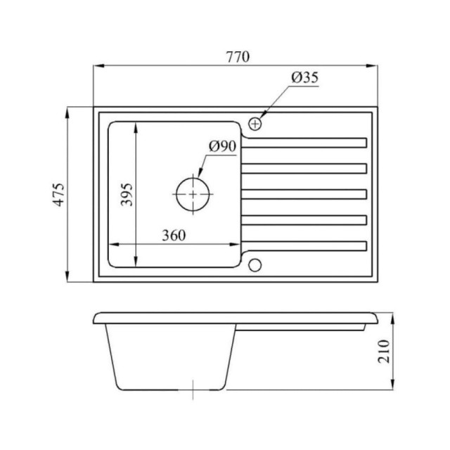 Мойка кухонная AV Engineering AV770490ABKA  ART из искусственного камня 770*475 мм черная