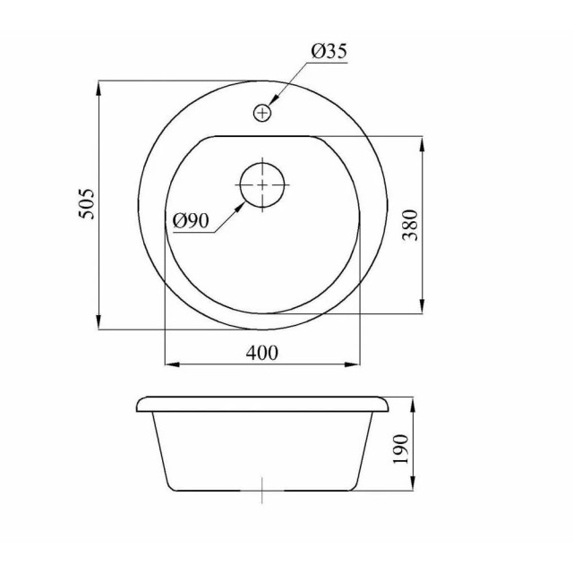 Мойка кухонная AV Engineering AV510000GBKA Gold черный из искусственного камня 505*505 мм