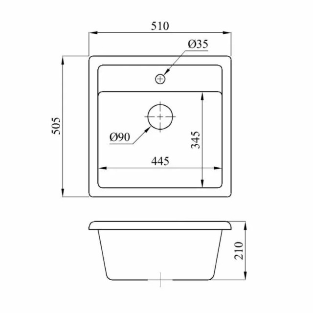 Мойка кухонная AV Engineering AV505515SGRA Star серый из искусственного камня 510*505 мм