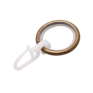 Кольцо металлическое к карнизу Ас Форос бесшумное с крючком антик 25 мм 10 шт