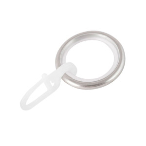 Кольцо металлическое к карнизу Ас Форос бесшумное с крючком сатин 25 мм 10 шт