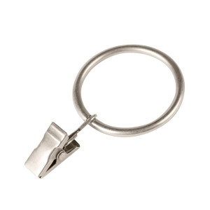 Кольцо металлическое к карнизу Ас Форос простое с зажимом сатин 25 мм 10 шт