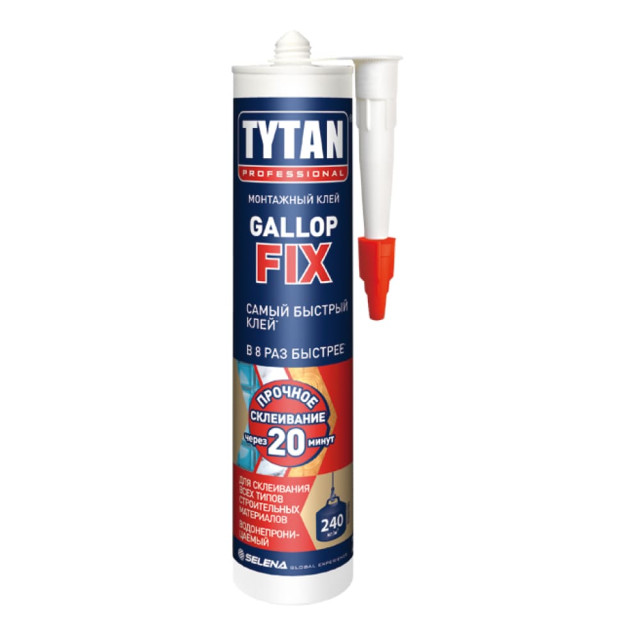 Клей монтажный Tytan Professional Gallop Fix белый 290 мл