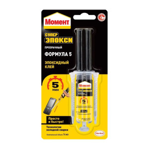 Клей эпоксидный Момент супер эпокси двухкомпонентный прозрачный 14 мл
