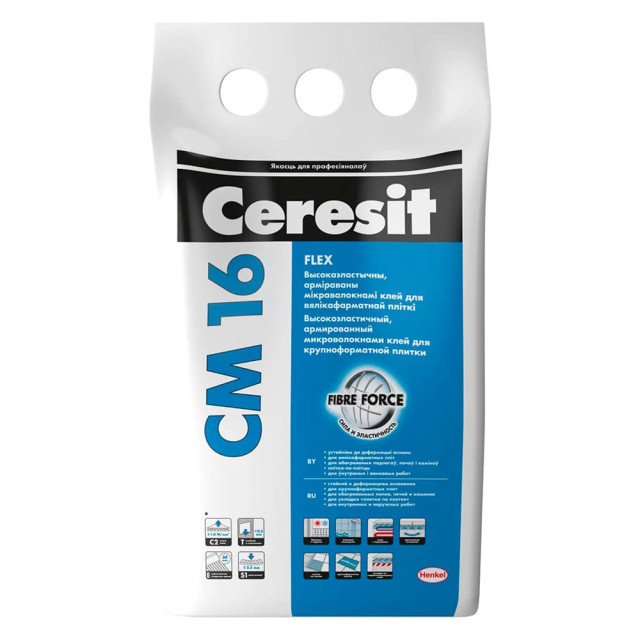 Клей для плитки Ceresit СМ 16 высокоэластичный 5 кг