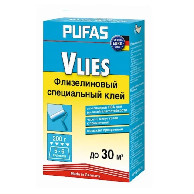 Клей для флизелиновых обоев Pufas Vlies Euro 3000 200 г