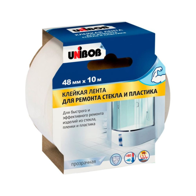 Лента клейкая Unibob 75910 для ремонта стекла и пластика 48 мм*10 м