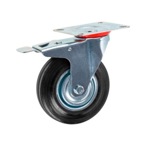 Опора колесная Starfix SMF-49755-1 125 мм на площадке с фиксатором резиновая