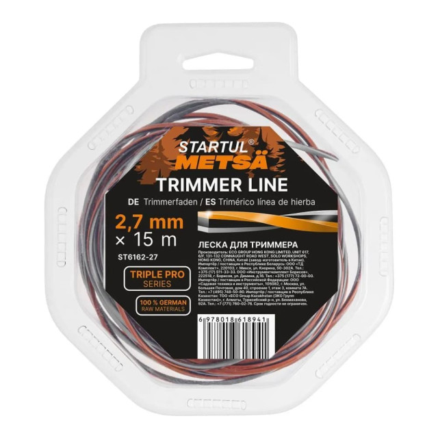 Леска Startul Metsa Triple Pro ST6162-27 2.7 мм*15 м витой квадрат