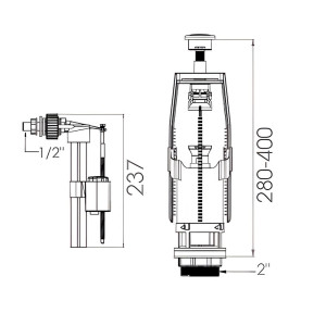 Арматура для смывного бачка AV Engineering AVE129701 универсальная с клапаном боковой подачи