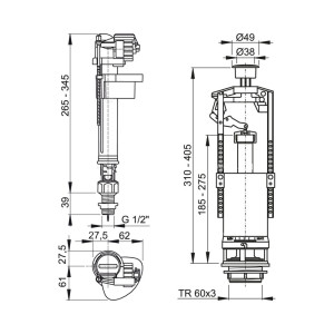 Выпускной комплект AlcaPlast SA2000S 1/2