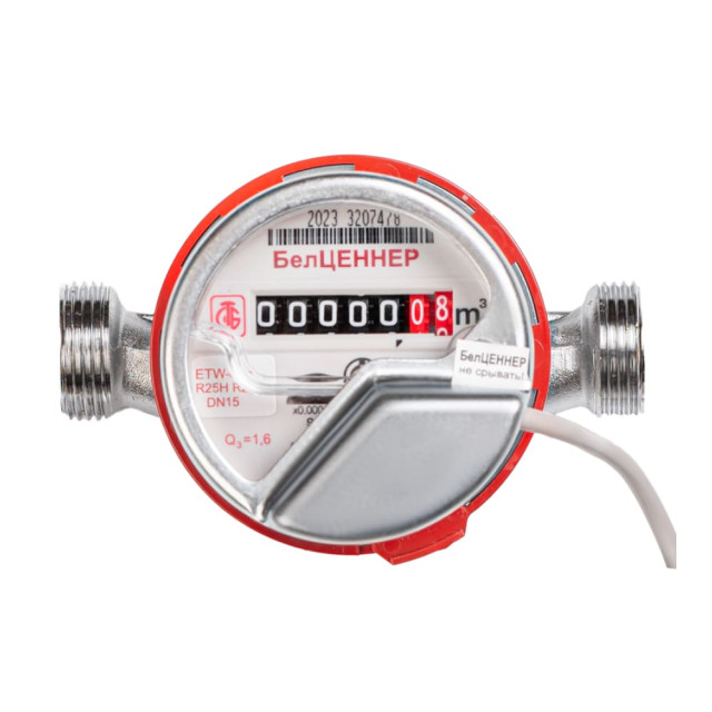 Счетчик горячей воды БелЦЕННЕР ETW-м-N-I DN 15 54405 в комплекте с датчиком импульсов