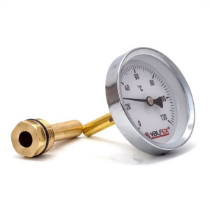 Термометр биметаллический Valfex 100 с погружной гильзой 63 мм 1/2