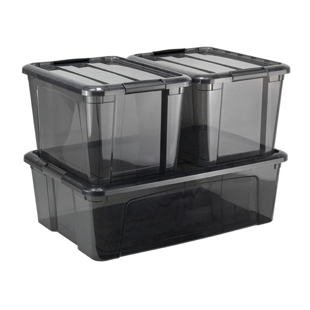 Ящик для хранения Idea КИП М 2337 с замками черный прозрачный 15.5 л