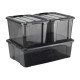 Ящик для хранения Idea КИП М 2337 с замками черный прозрачный 15.5 л
