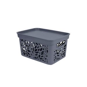 Корзина с крышкой Полимербыт Leaves 4383901 463*326*256 мм серый 30 л