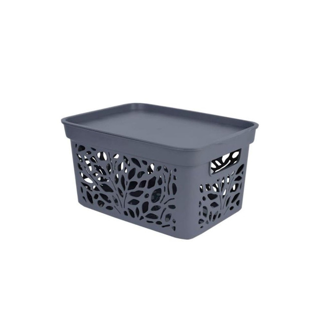 Корзина с крышкой Полимербыт Leaves 4383901 463*326*256 мм серый 30 л