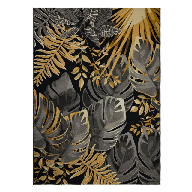 Ковер-циновка Indavo Borneo 8902-1-120170 120*170 см листья черный желтый