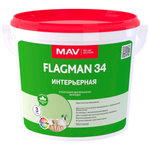 Краска MAV Flagman 34 интерьерная белая матовая 3 л
