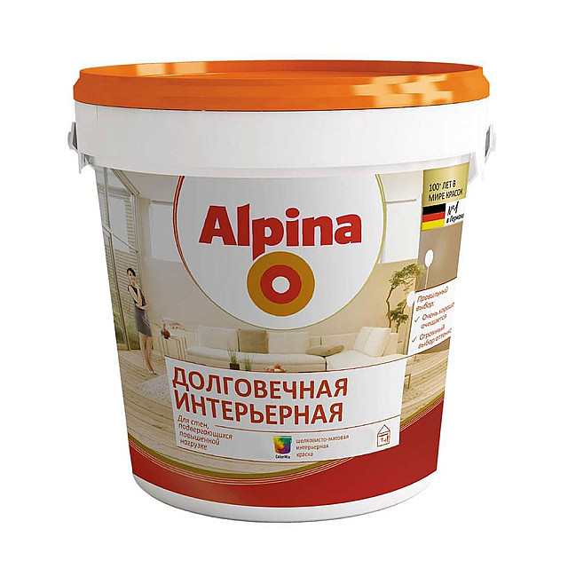 Краска Alpina Долговечная интерьерная 948106351 База 3 прозрачная 0.85 л