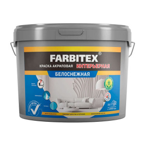 Краска Farbitex акриловая интерьерная белоснежная 25 кг
