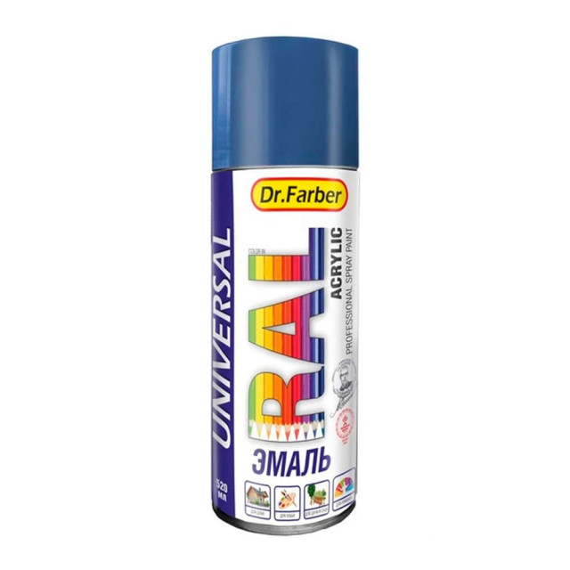 Эмаль-аэрозоль MAV Dr. Farber 07122-270 акриловая универсальная RAL 5010 горечавково-синий глянцевая 520 мл