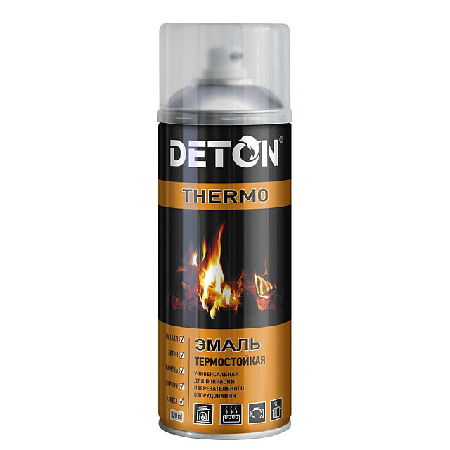 Эмаль термостойкая Deton Thermo серебристая 520 мл