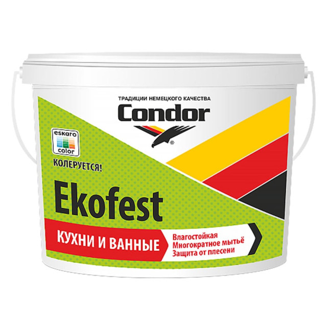 Краска Condor Ekofest кухня и ванная белая 1.5 кг