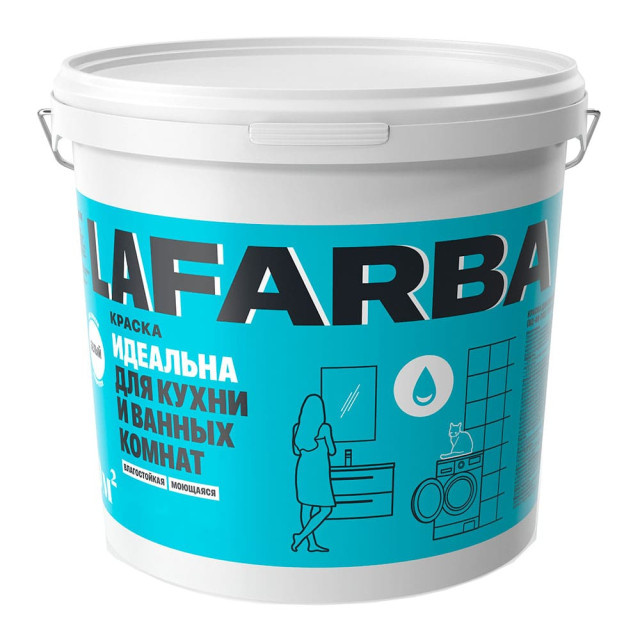 Краска Goldbastik Lafarba для кухни и ванных комнат матовая белая 1.5 кг