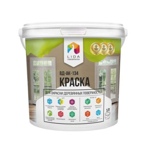Краска Lida ВД-АК-134 для радиаторов отопления и деревянных поверхностей белая 1 л