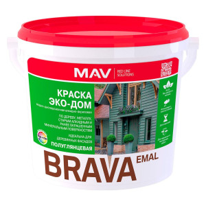 Краска MAV Brava Эко-Дом белая полуглянцевая 3 л
