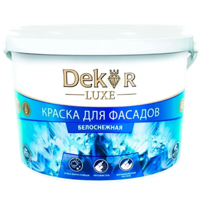 Краска Dekor ВД-АК-111 для фасадов белоснежная 25 кг